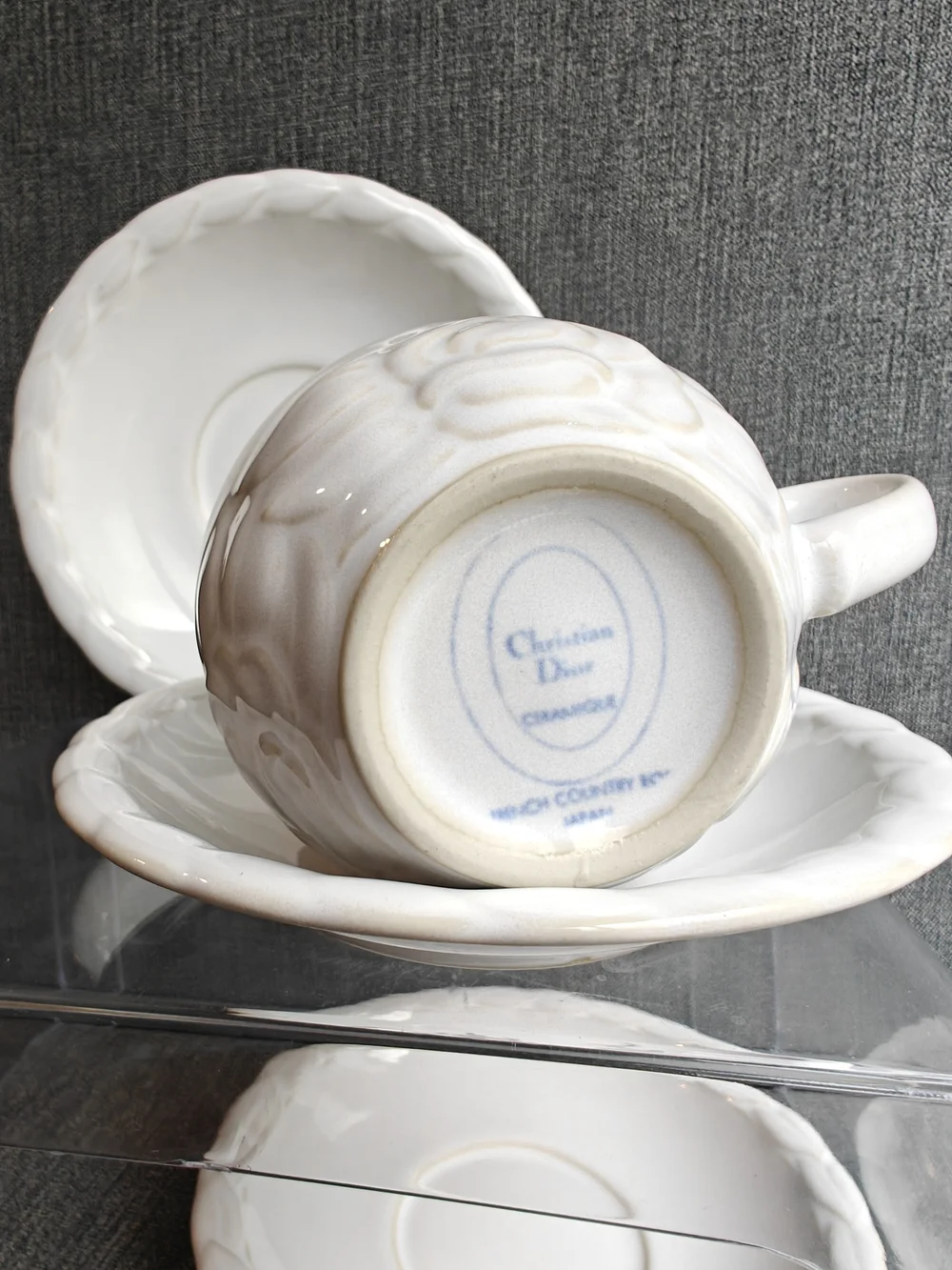 Vintage Christian Dior French Country Rose Teacup & Saucer Set + 2 Extra Saucers